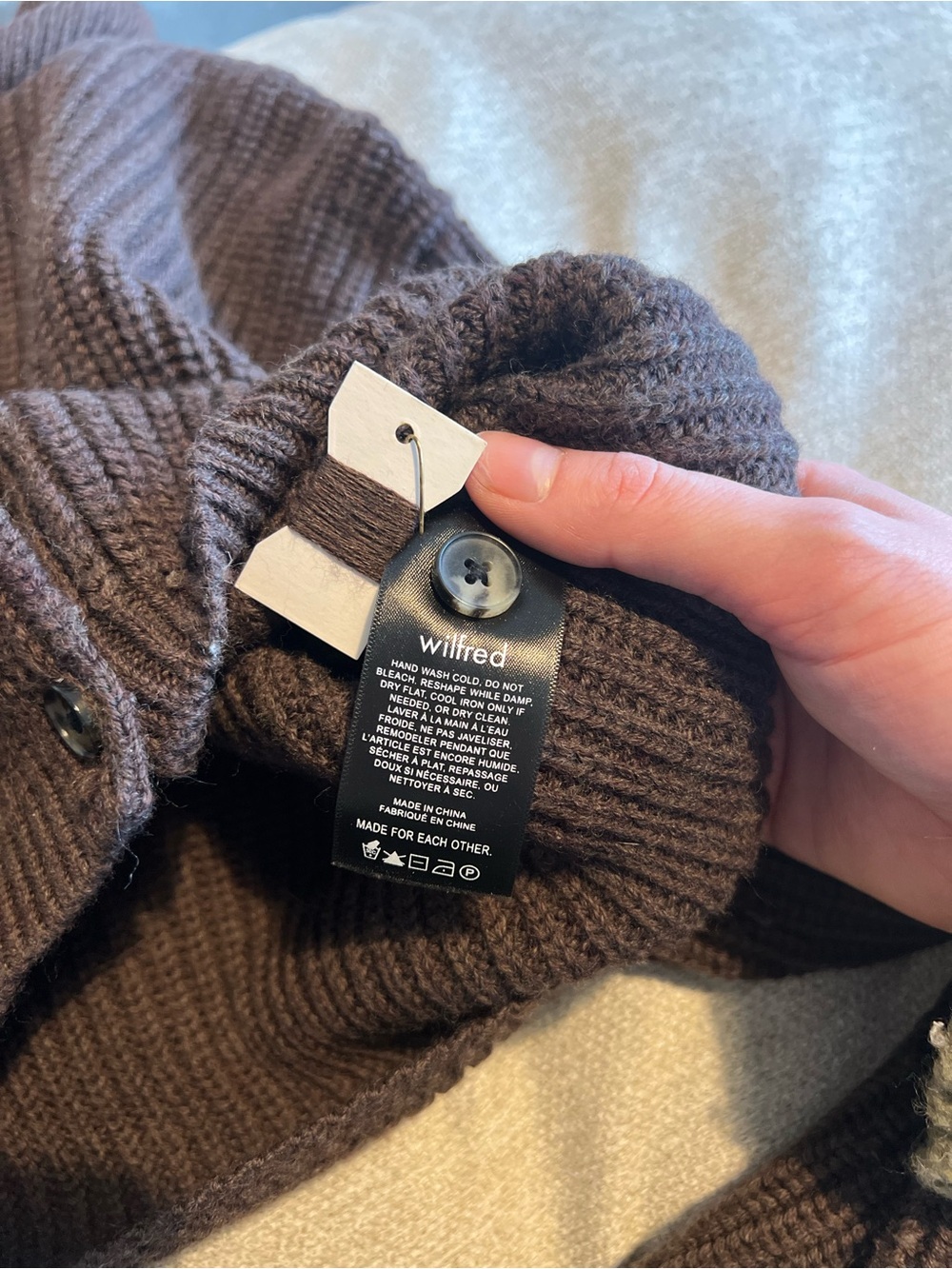 Wilfred Brown Ribbed Collared Button-Up Cardigan - Picture 7 of 8